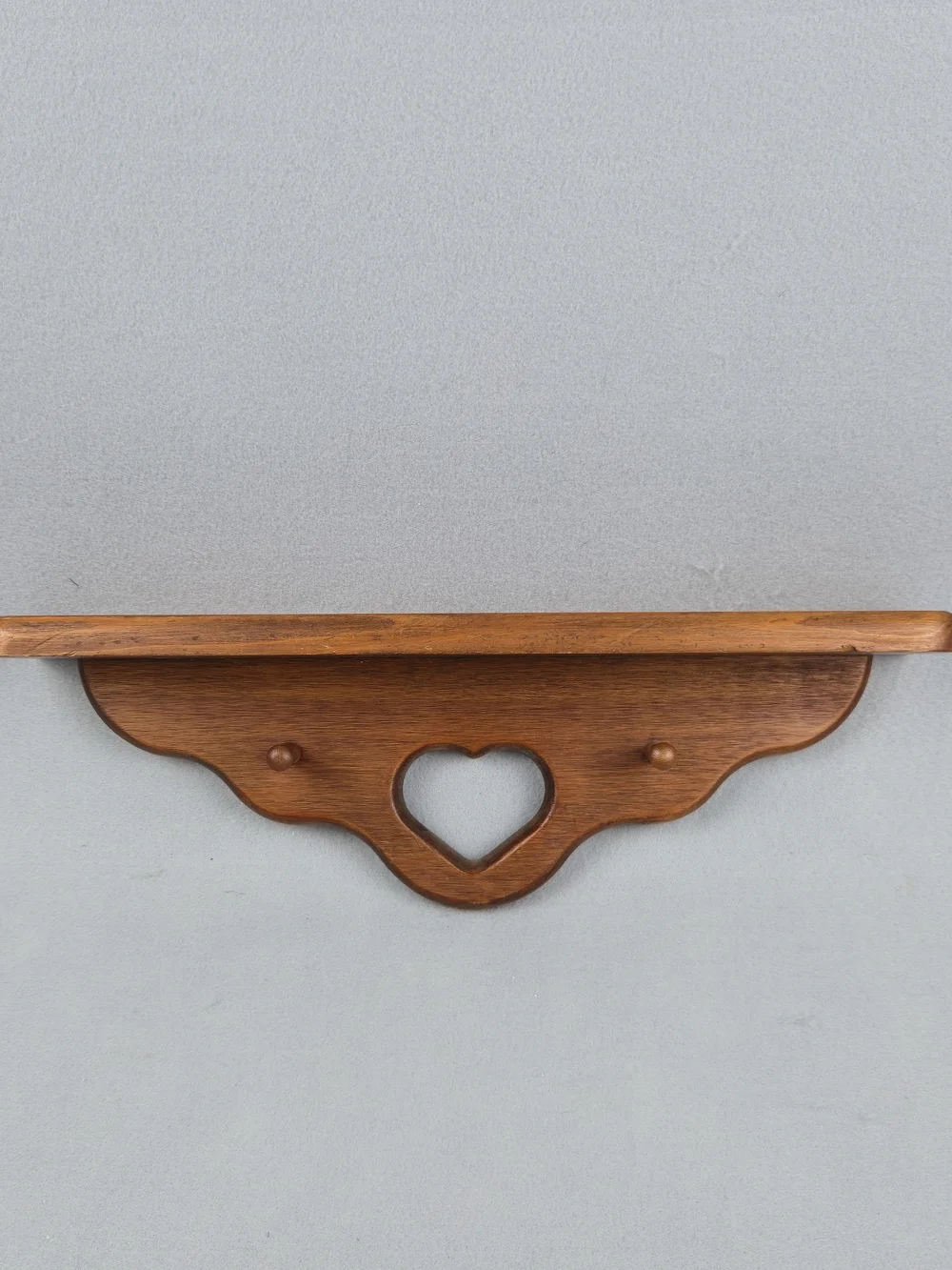 Vintage Wood Heart Wall Shelf Peg Rack Country 16